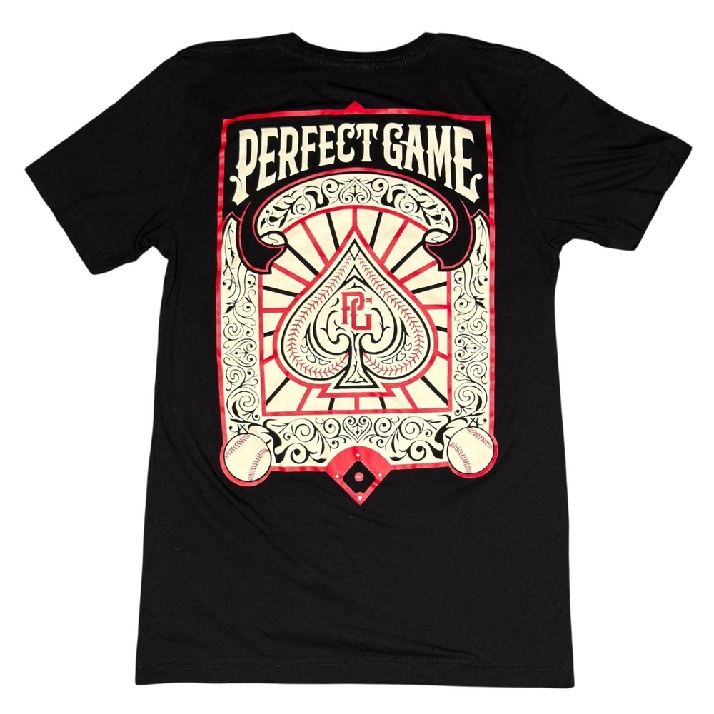 Perfect Game T Shirt Small Black Ace of Spades Baseball Graphic Tee